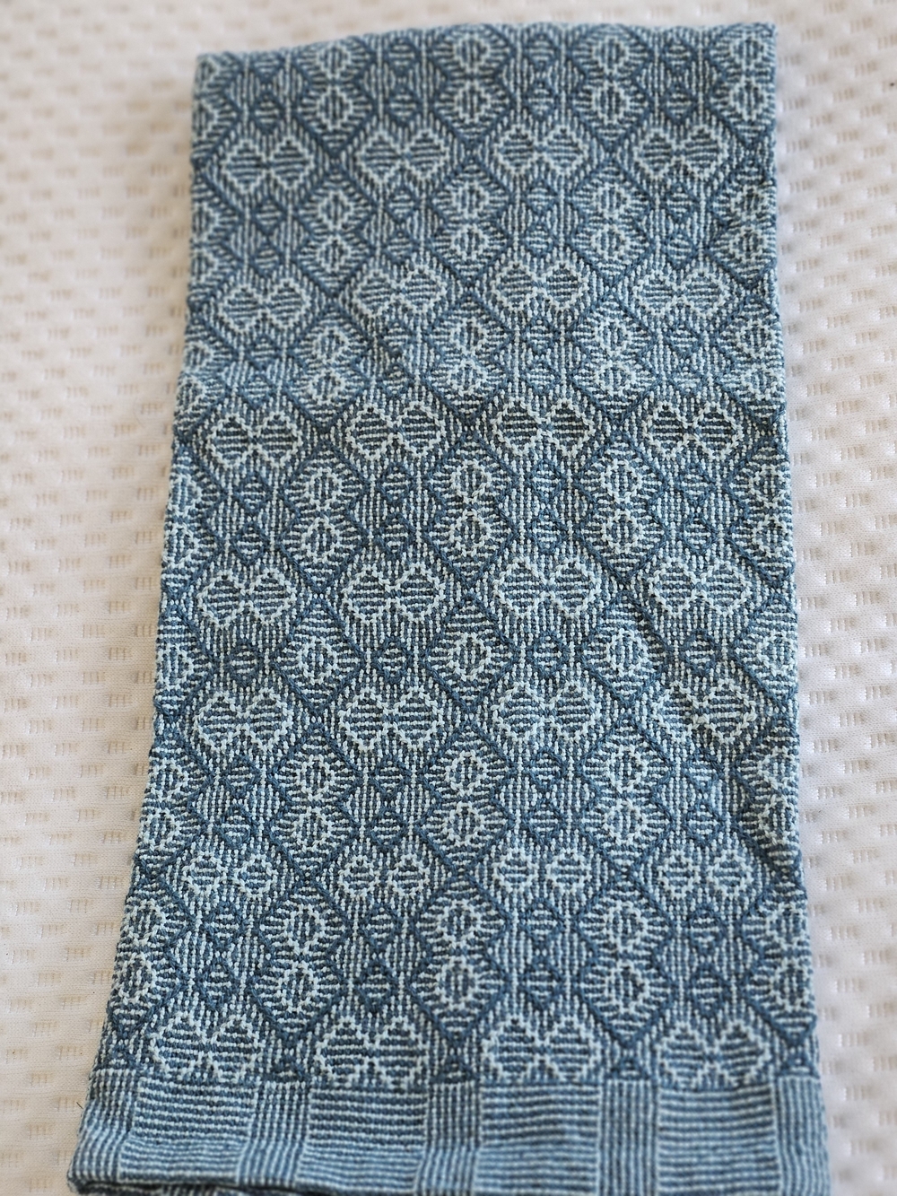 Blue Geometric Woven Kitchen Towel